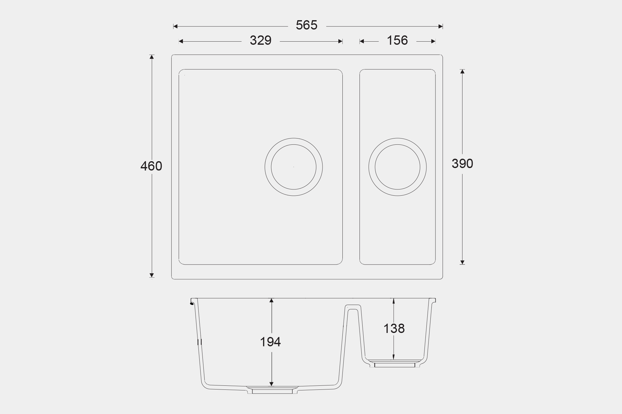 CARYSIL CBEN50 Ceramic Sink | 565×460 mm 1.5-Bowl Fireclay - Image 7
