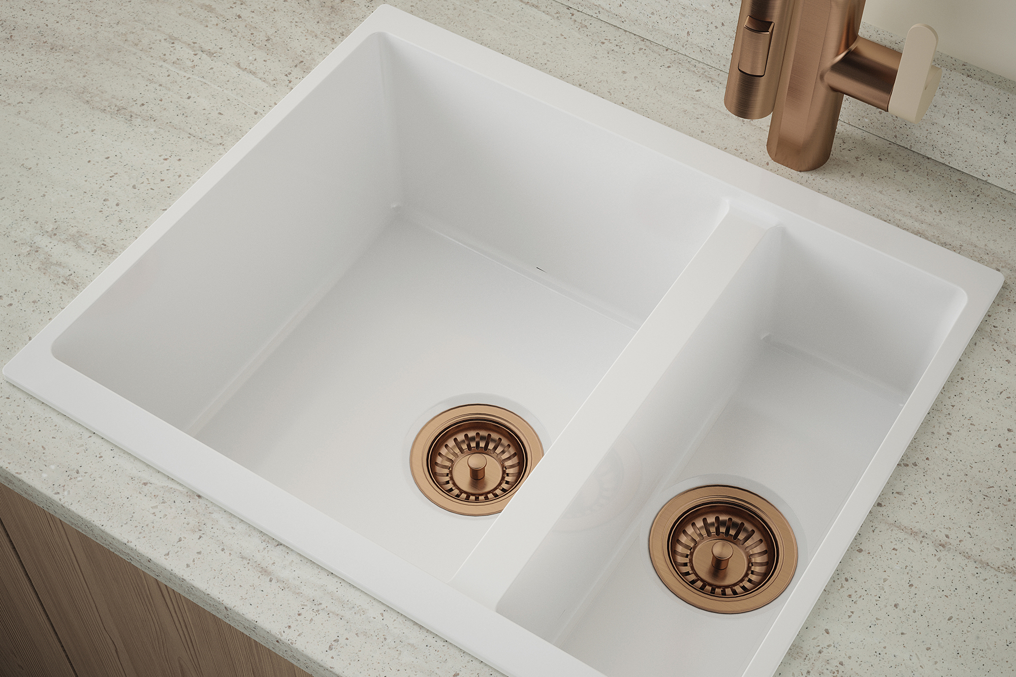 CARYSIL CBEN50 Ceramic Sink | 565×460 mm 1.5-Bowl Fireclay - Image 6