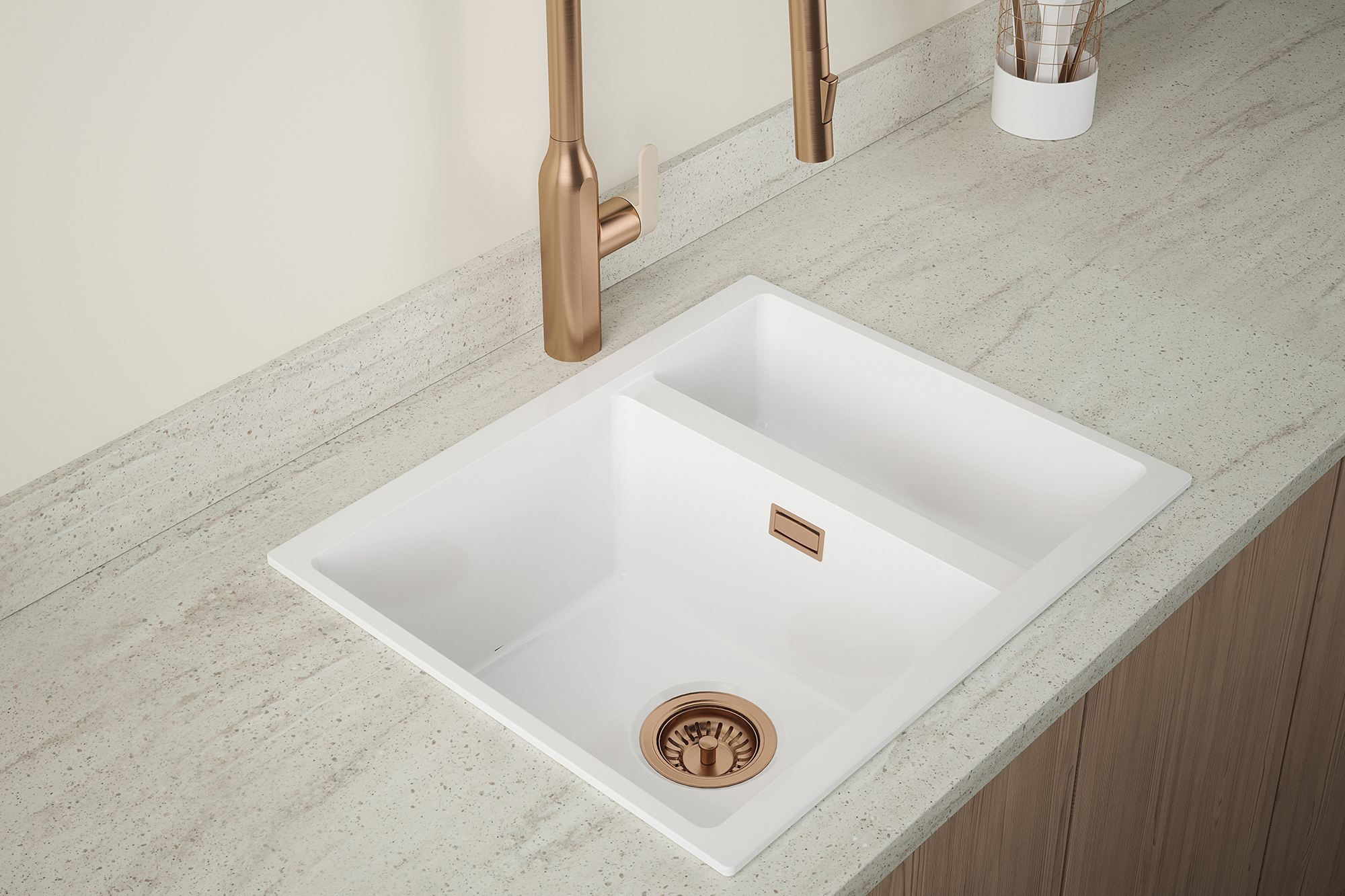 CARYSIL CBEN50 Ceramic Sink | 565×460 mm 1.5-Bowl Fireclay - Image 3