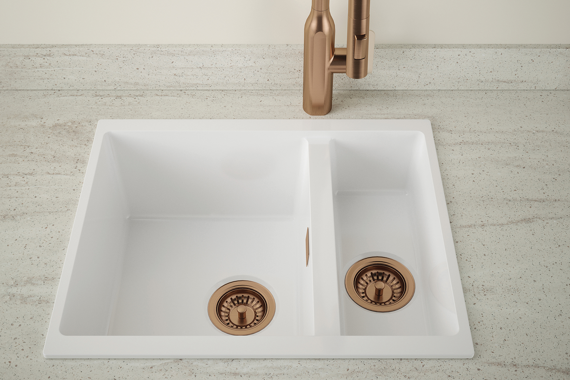 CARYSIL CBEN50 Ceramic Sink | 565×460 mm 1.5-Bowl Fireclay - Image 2